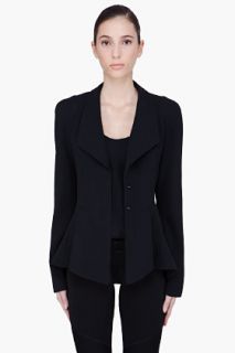 Mugler Black Crepe Drape Peplum Jacket  for women