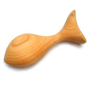 Grimms Baby FISH RATTLE   Natural Wood Shaker & Teether
