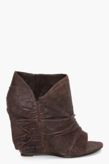 Elizabeth And James Stack Draped Wedge Booties for women