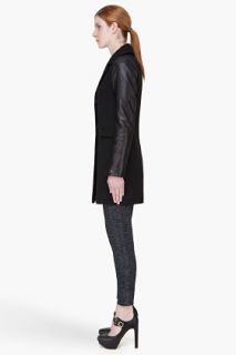 Mackage Black Leather Sleeved Aline Coat for women
