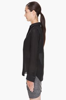 T By Alexander Wang Black Silk paneled Shirt for women