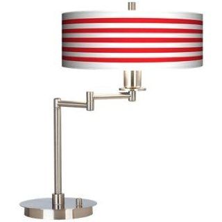 Red Horizontal Stripe Giclee CFL Swing Arm Desk Lamp  
