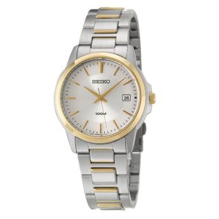 Seiko Mens Bracelet Silver Dial Yellow Gold Plated Watch