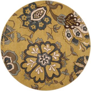 Meticulously Woven Contemporary Moss Green Floral Maspe Rug (67 Round