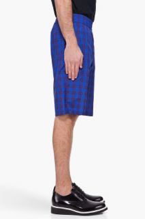 Raf Simons Royal Blue Check Shorts for men