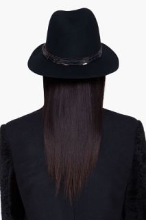 Rag & Bone Black Wool Floppy Brim Fedora Hat for women