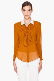 CARVEN Contrast Collar Silk Blouse for women