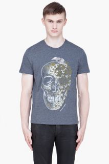 Alexander McQueen Grey Ivy Skull T shirt for men