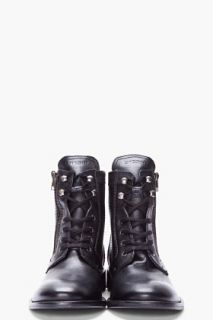 Diesel Black Leather Mil Boots for men