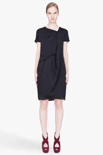 CARVEN Black Asymmetric Drape Dress for women