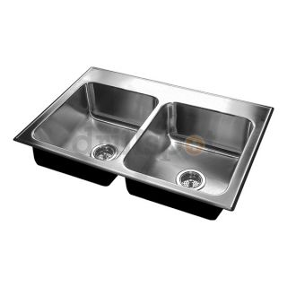 Just Manufacturing DL ADA 1829 A GR 3 5.5 DCR Dbl Compartment Sink, Ledgeback, 29 In L