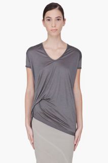 Rick Owens Silver Silk T shirt for women