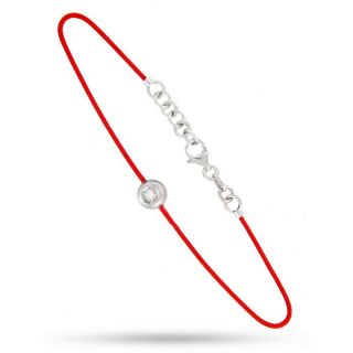 Bracelet sur cordon de satin rouge rehaussé dune perle ronde en