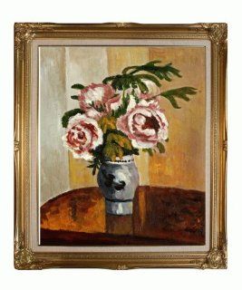 Hand Painted Framed Canvas Art Bouquet of Pink Peonies