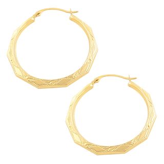 Fremada 14k Yellow Gold Fancy Graduated Hoop Earrings