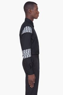 Yves Saint Laurent Black Razor Print Pleated Shirt for men