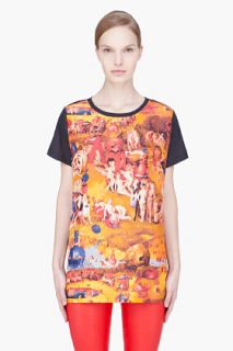 CARVEN Gold tone Middle Age Print Silk T shirt for women