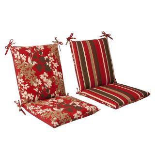 Pillow Perfect Outdoor Red/ Brown Reversible Square Chair Cushion