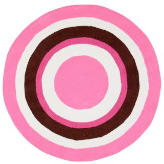 Hand hooked Pink Caulfield Polyester Rug (4 Round) Today $75.39