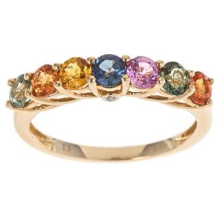Yach 10k Yellow Gold Multi color Sapphire and Diamond accent Ring