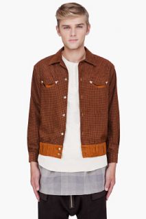 Sasquatchfabrix Brown Checkered Teds Shirt Jacket for men