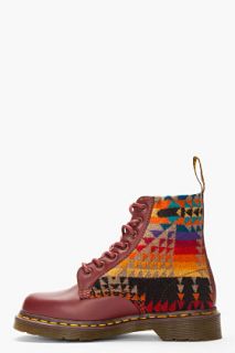 Dr. Martens Burgundy Printed Wool Pendleton Edition Boots for men