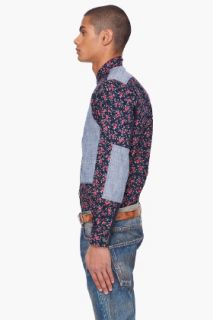 Junya Watanabe Navy Floral Button Down  for men