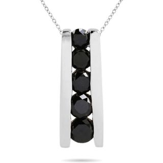 10k Gold 7/8ct TDW Black Diamond Drop Necklace