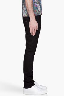 Nudie Jeans Black Thin Finn Raw Organic Cotton Jeans for men
