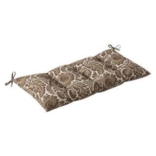 Pillow Perfect Outdoor Brown/ Beige Floral Tufted Loveseat Cushion