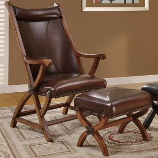 Brown Morris Hunter Chair and Ottoman