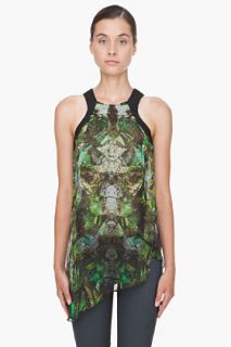 Helmut Lang Leather Trimmed Cicada Tank Top for women
