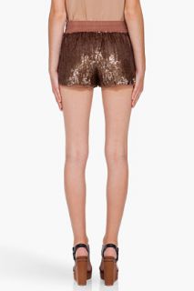 Haute Hippie Taupe Sequin Shorts for women