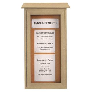 United Visual Products UVDM1634 SAND Enclosed Bulletin Board, Letter, 34"x16"