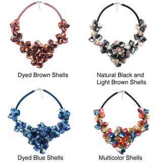 Multicolor Splendor Dyed Shells Black Satin Necklace (Philippines