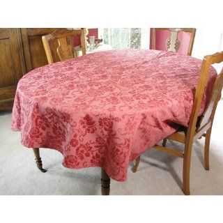 Scrolls Raspberry Heavy Embossed Tablecloth 100 Inches