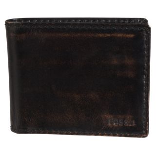 Fossil Mens Carson Distressed Black Leather Wallet Today $38.99