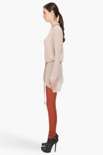 Helmut Lang Leather Trim Belted Blouse for women