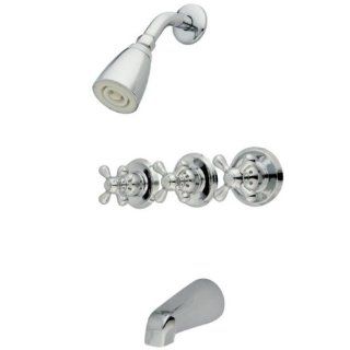 Kingston Brass KB231AX Tub and Shower Faucet with 3 Cross Handle