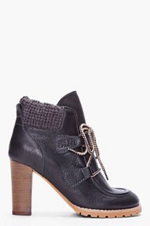 See by Chloé Black Lace Up Booties for women