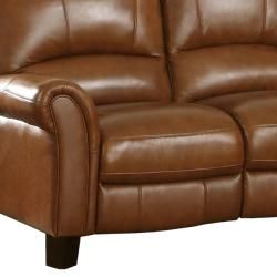 Charleston Honey Italian Leather Reclining Sofa and Two Reclining