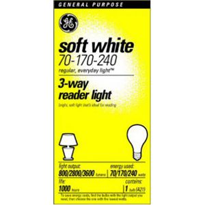 G E Lighting 15846 GE70/240W 3WY Read Bulb, Pack of 6