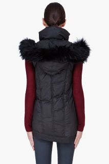 Helmut Raccoon Fur Trim Hooded Vest for women