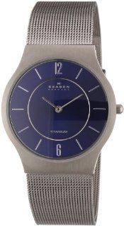 Skagen Mens 233LTTN Blue Face Titanium Mesh Bracelet Watch Watches