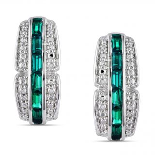 Miadora Sterling Silver Created Emerald Earrings MSRP $129.87 Today