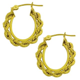 10k Yellow Gold Oval Rope Hoop Earrings