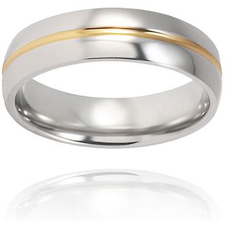 Mens Titanium 14k Goldplated Grooved Polished Ring (6 mm) Today $21