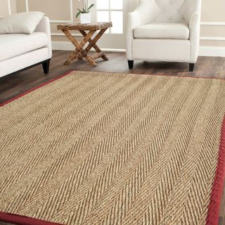 Hand woven Sisal Natural/ Red Seagrass Rug (4 x 6)