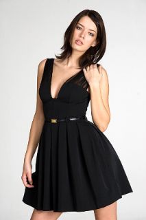 Black Halo  Bustier Pleated Black Dress  for women