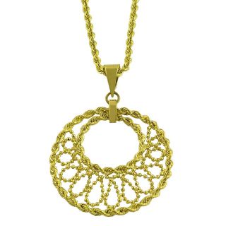 14k Yellow Gold Diamond cut Filigree Rope Necklace